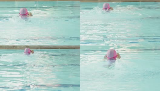 小女孩在游泳池里高清在线视频素材下载