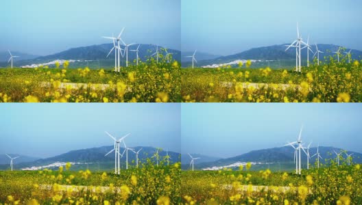 带有风力涡轮机的景观高清在线视频素材下载