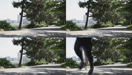 Japanese women running fast in the park高清在线视频素材下载