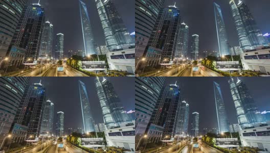 T/L WS LA ZO Downtown Shanghai at Night /上海，中国高清在线视频素材下载