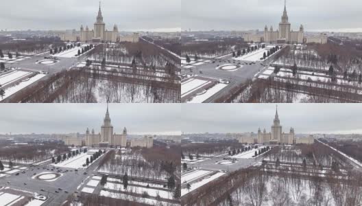 莫斯科国立大学鸟瞰图高清在线视频素材下载