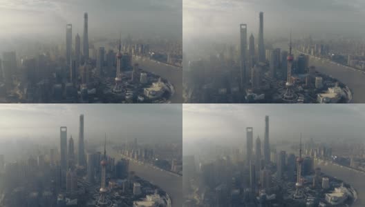 中国上海陆家嘴金融区鸟瞰图。高清在线视频素材下载
