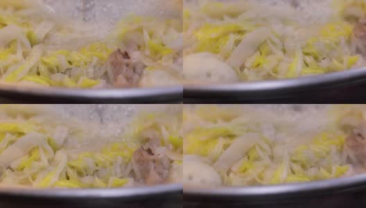 火锅，酸菜，猪肉，火锅，东北，白肉火锅高清在线视频素材下载