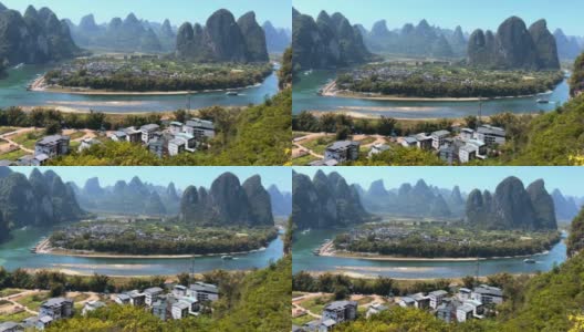 喀斯特峰-森林地貌漓江，兴平，阳朔，中国桂林高清在线视频素材下载