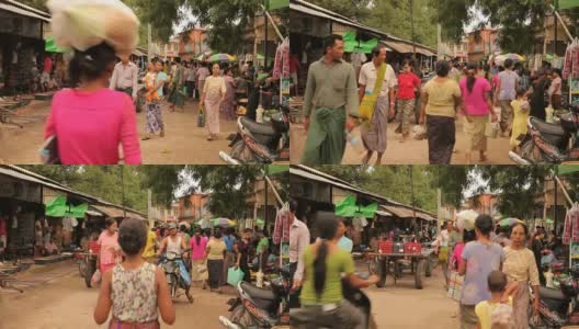 缅甸蒲甘当地市场高清在线视频素材下载