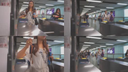 人们进入香港地铁高清在线视频素材下载