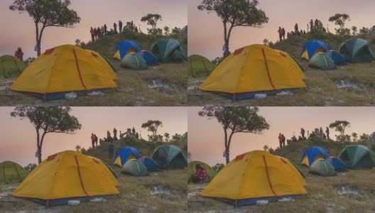 延时摇摄:野营和等待看日出的人高清在线视频素材下载