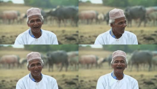 笑老头的肖像，穆斯林，伊斯兰教。高清在线视频素材下载