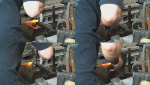 铁匠正在塑造一个传统的日本烹饪刀高清在线视频素材下载