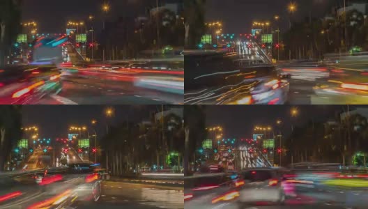 时间流逝:泰国曼谷的夜间交通高清在线视频素材下载