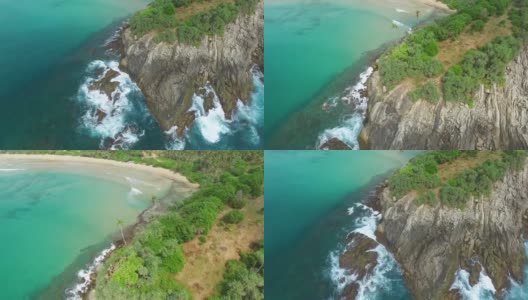 淘金镜头掠过海岸线上的悬崖和岩石高清在线视频素材下载