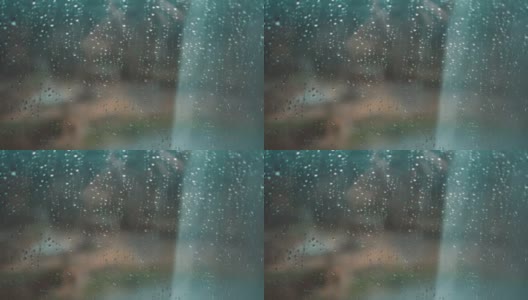 雨滴落在窗户玻璃上高清在线视频素材下载