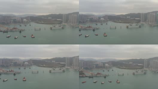 香港将军澳跨湾连接路桥梁建造工程高清在线视频素材下载