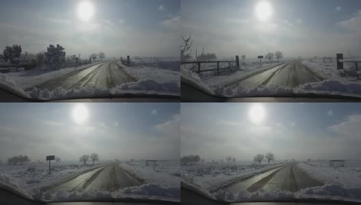 高速公路上的大雪高清在线视频素材下载