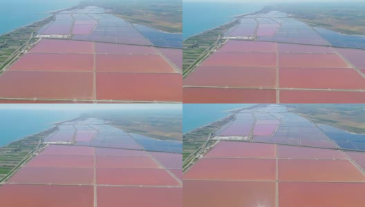 无人机在意大利阿普利亚市海岸线上的盐田高清在线视频素材下载
