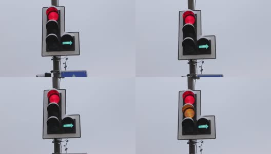 交通信号灯的切换高清在线视频素材下载