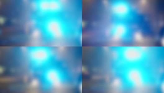 抽象模糊背景闪烁的蓝色消防车高清在线视频素材下载