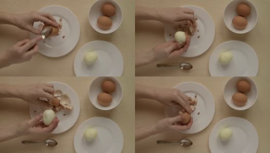 女性手剥鸡蛋高清在线视频素材下载