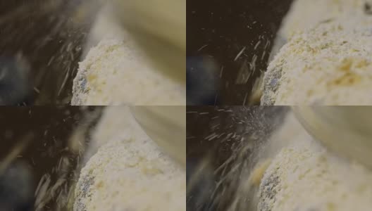 磨盘磨小麦的微距镜头高清在线视频素材下载