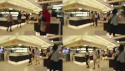超市食品广场的散焦和模糊视频，复古色调高清在线视频素材下载