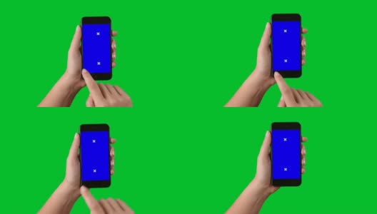 使用绿色屏幕显示色度键的智能手机4k 4k高清在线视频素材下载