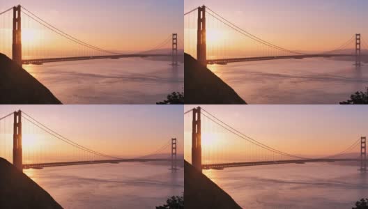 金门大桥:旧金山，加利福尼亚:日出时高清在线视频素材下载