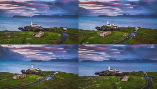 爱尔兰法纳德半岛上的法纳德头灯塔-鸟瞰图高清在线视频素材下载