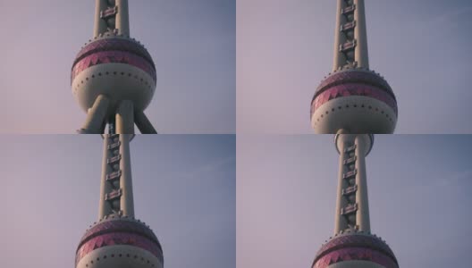 从下到上的上海东方明珠电视塔特写高清在线视频素材下载