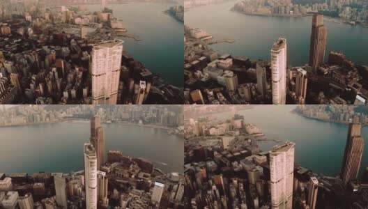 从天空中看到的香港城市景观高清在线视频素材下载