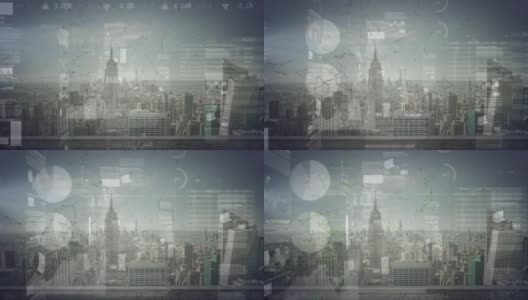 动画统计与数据处理的城市景观高清在线视频素材下载