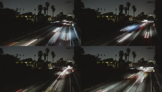 洛杉矶高速公路夜间的时间流逝高清在线视频素材下载