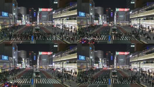 新宿车站行人过街，夜间高清在线视频素材下载
