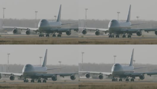 巨大的飞机在雾霾中高清在线视频素材下载