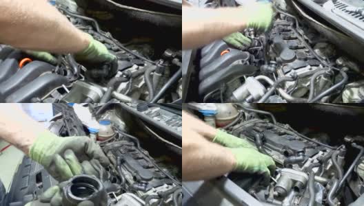 汽车修理工正在修理发动机，发现零件有毛病高清在线视频素材下载