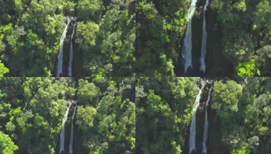 北苏门答腊岛热带雨林瀑布的航拍照片高清在线视频素材下载
