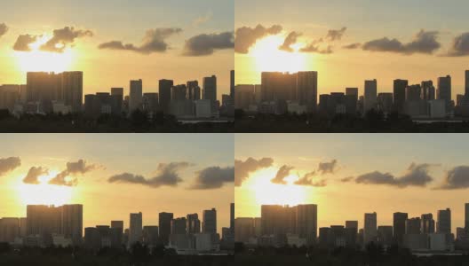 TL, WS，日落剪影在建筑物和水。日本东京高清在线视频素材下载