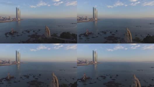 中国厦门标志性海洋无人机高清在线视频素材下载