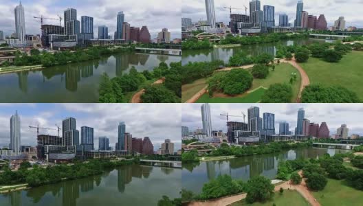 Austin Reflections over Park with Circles高清在线视频素材下载
