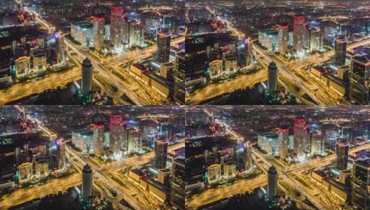 北京路交叉口夜景鸟瞰图高清在线视频素材下载