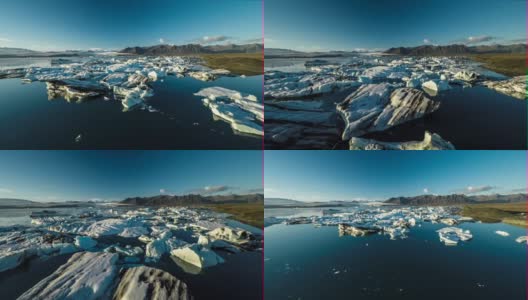 航拍:冰岛的冰山- Jokulsarlon泻湖高清在线视频素材下载