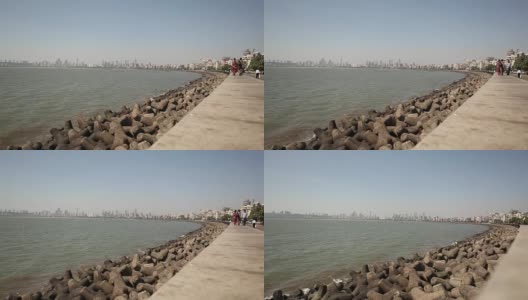 孟买的海滨大道和乔帕蒂海滩高清在线视频素材下载