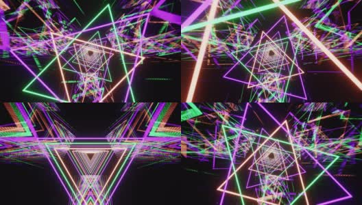 霓虹灯派对三角形跳舞VJ循环背景高清在线视频素材下载