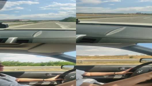 女人开车经过高速公路高清在线视频素材下载