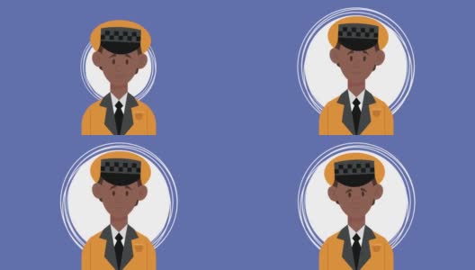 出租车服务afro司机动画高清在线视频素材下载