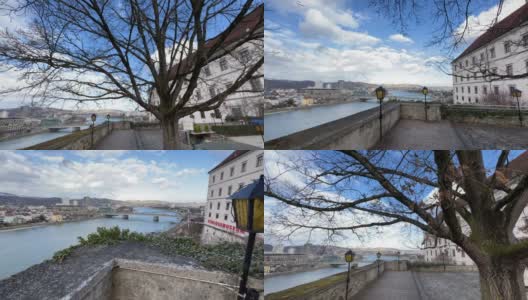 从施洛斯堡到多瑙河的林茨美景高清在线视频素材下载