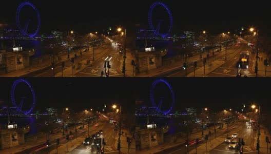 伦敦、堤岸和大本钟的夜景。时间流逝。高清在线视频素材下载
