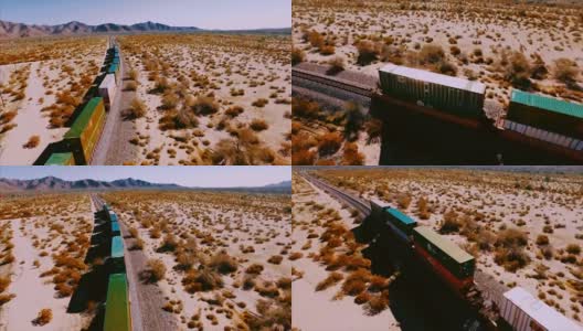 无人机拍摄创造了美丽的视差和图像，因为火车通过相机。高清在线视频素材下载