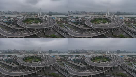 时间推移-上海繁忙路口鸟瞰图(WS)高清在线视频素材下载