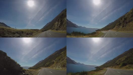 POV汽车沿着壮观的道路行驶在新西兰高清在线视频素材下载