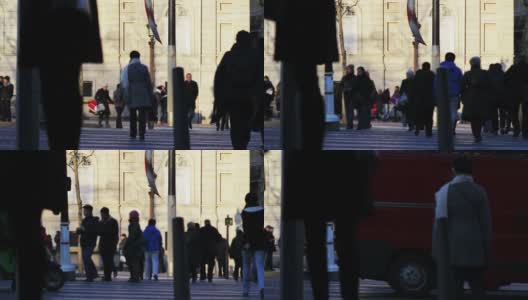 巴黎人和游客穿过街道高清在线视频素材下载